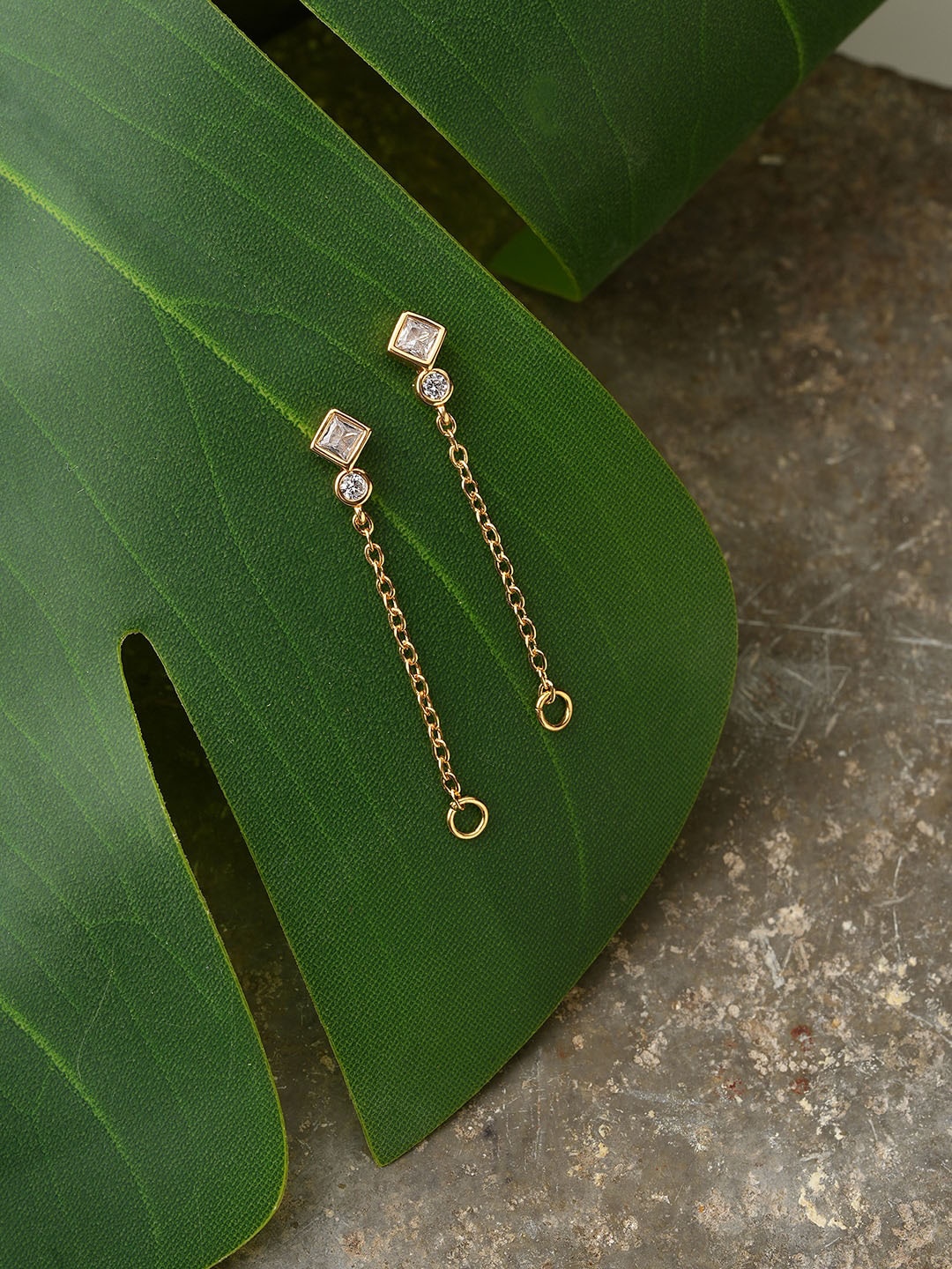 

Accessorize 14K Gold Plated Gold Z Sparkle Chain Earrings