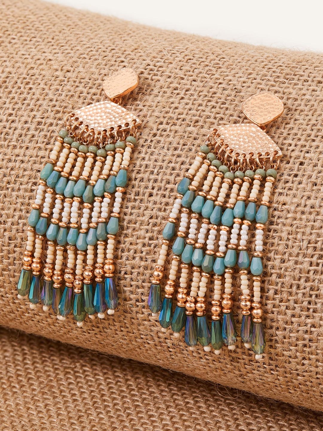 

Accessorize Beaded Contemporary Drop Earrings, Gold