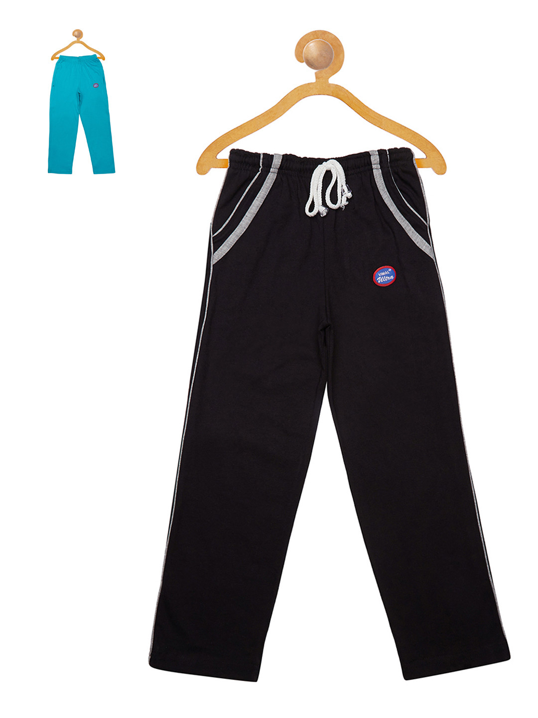 

VIMAL Girls Pack of 2 Turquoise Blue & Black Slim Fit Track Pants