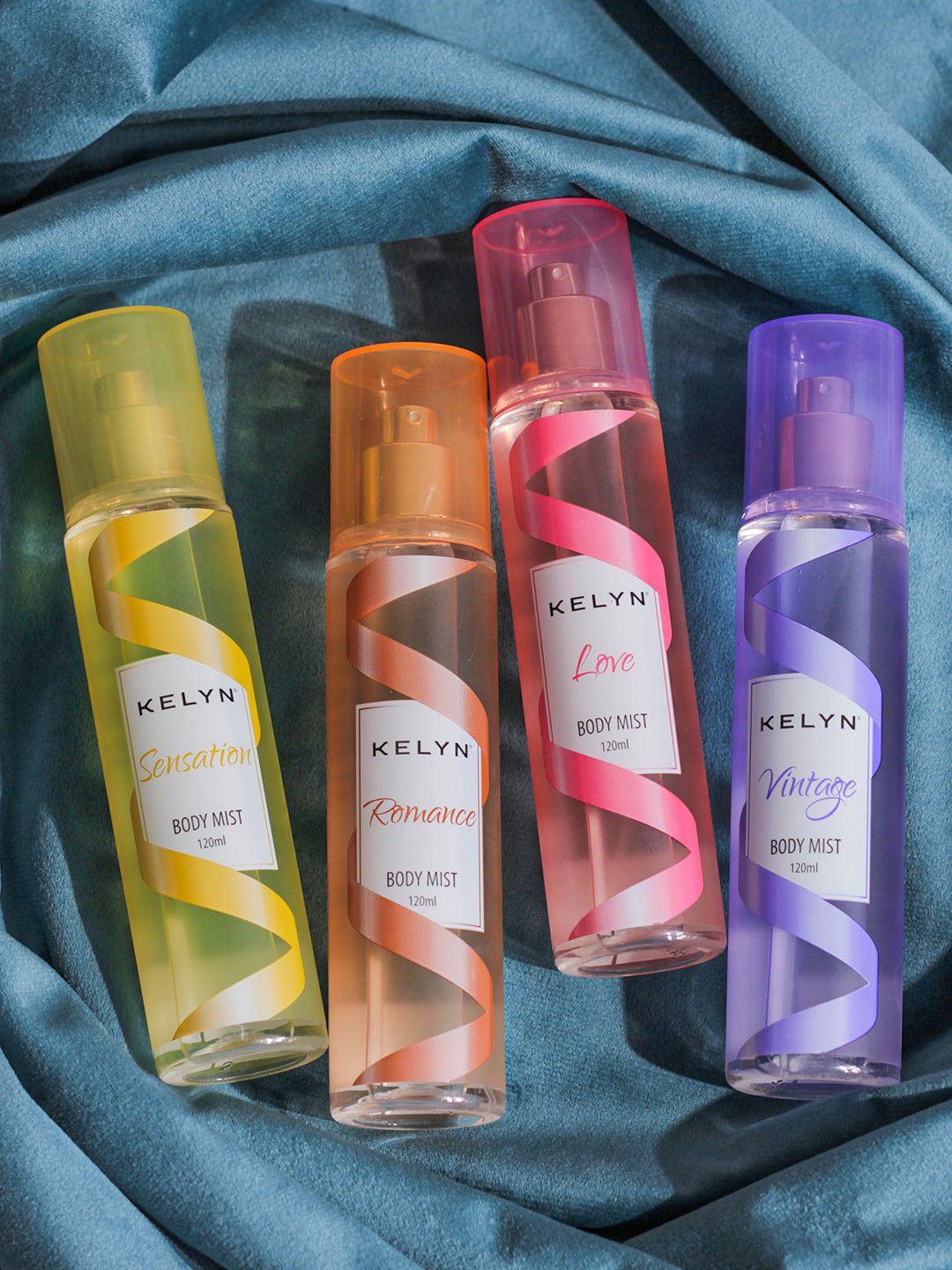 

KELYN Women Set Of 4 Longwear Body Mists - Sensation + Romance + Love+Vintage - 120ml Each, Pink