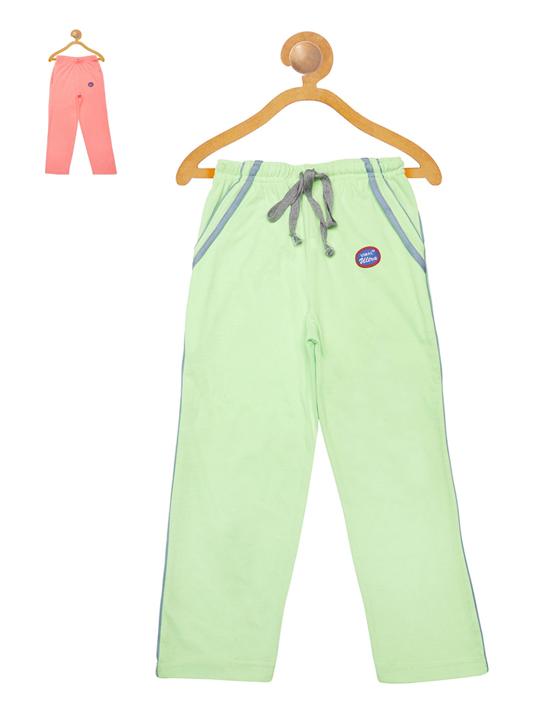 

MACK JONNEY Girls Pack of 2 Solid Regular Fit Track Pants, Green