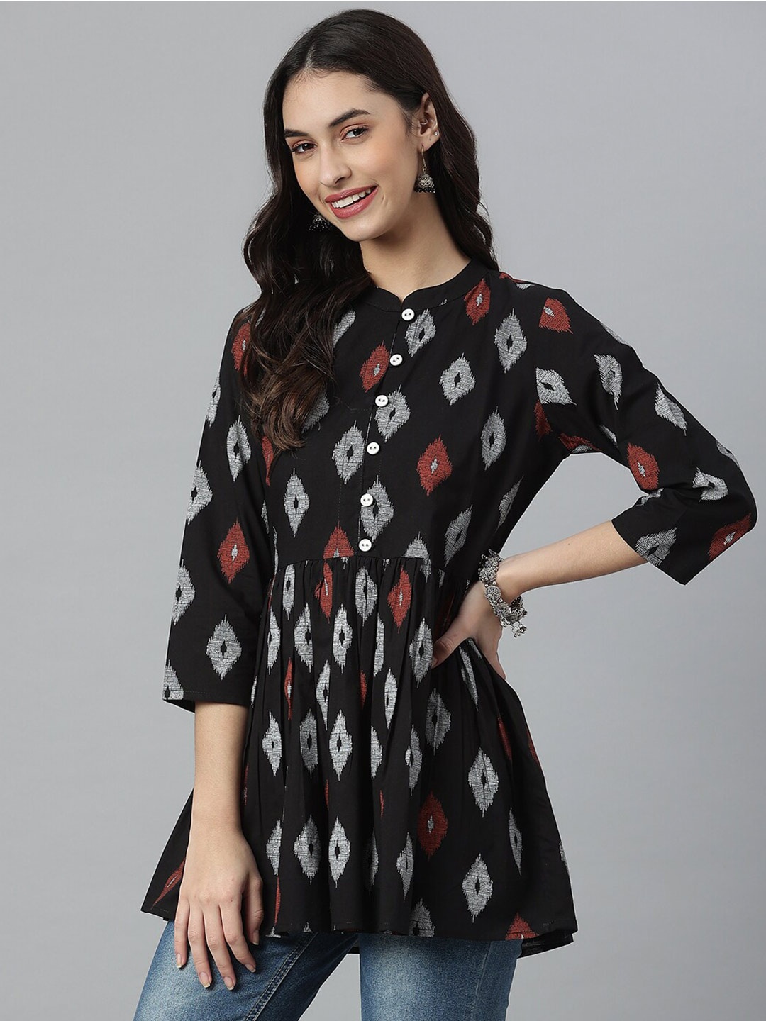

Stylum Black Floral Printed Pure Cotton Kurti