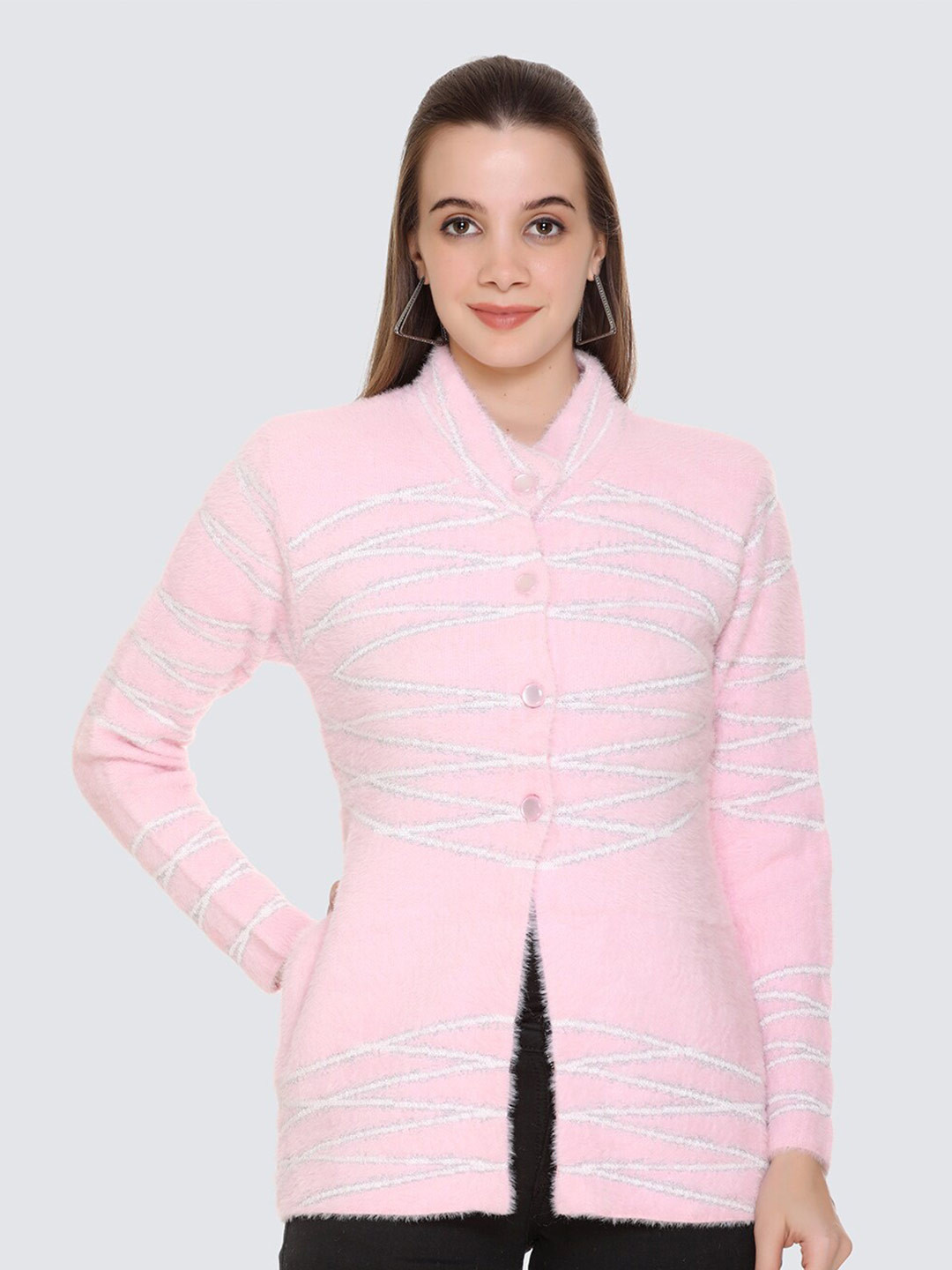

ELPIDA Striped Woollen Cardigan, Green