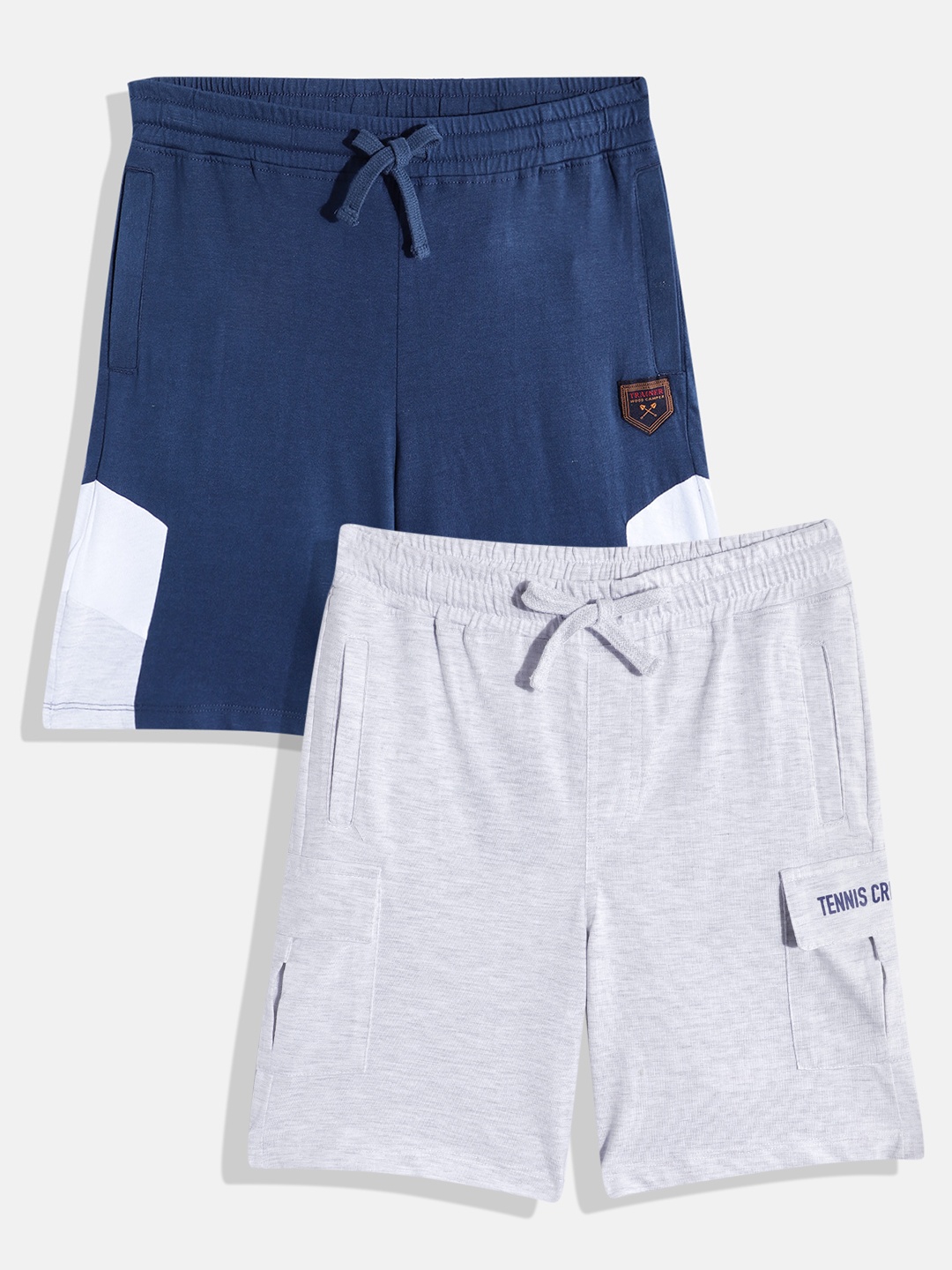 

YK Boys Set of 2 Slim Fit Cotton Shorts, Navy blue