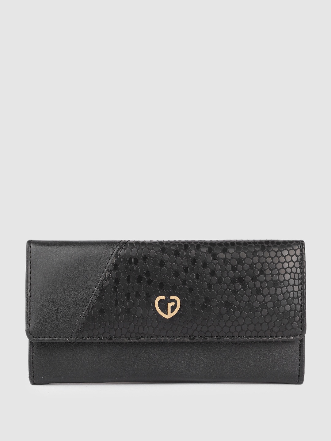 

Caprese Women Embellished Three Fold Wallet, Black