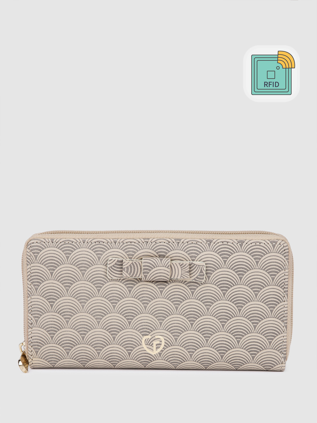 

Caprese Women Printed Zip Around Wallet, Beige
