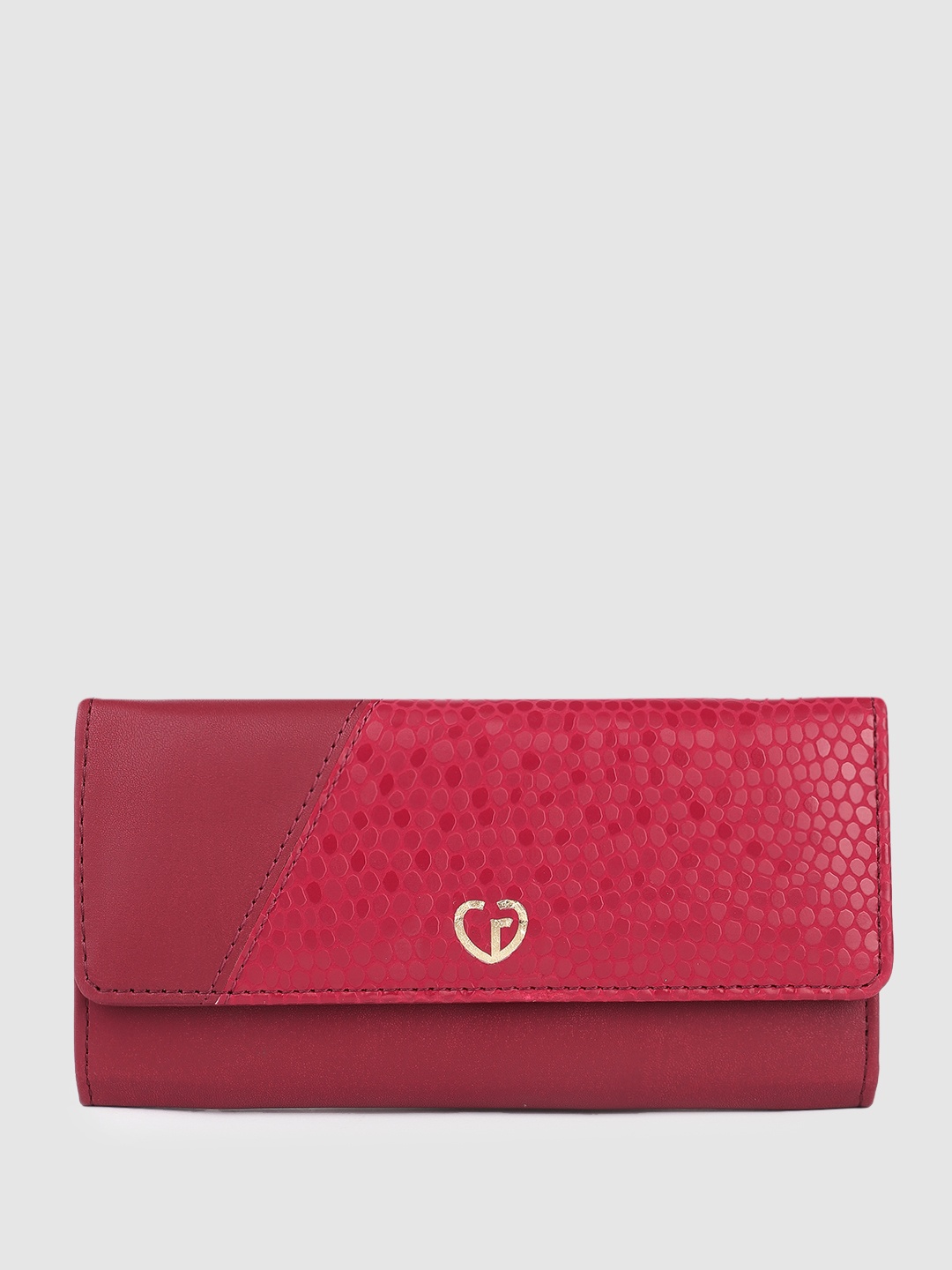 

Caprese Women Textured Three Fold Wallet, Red