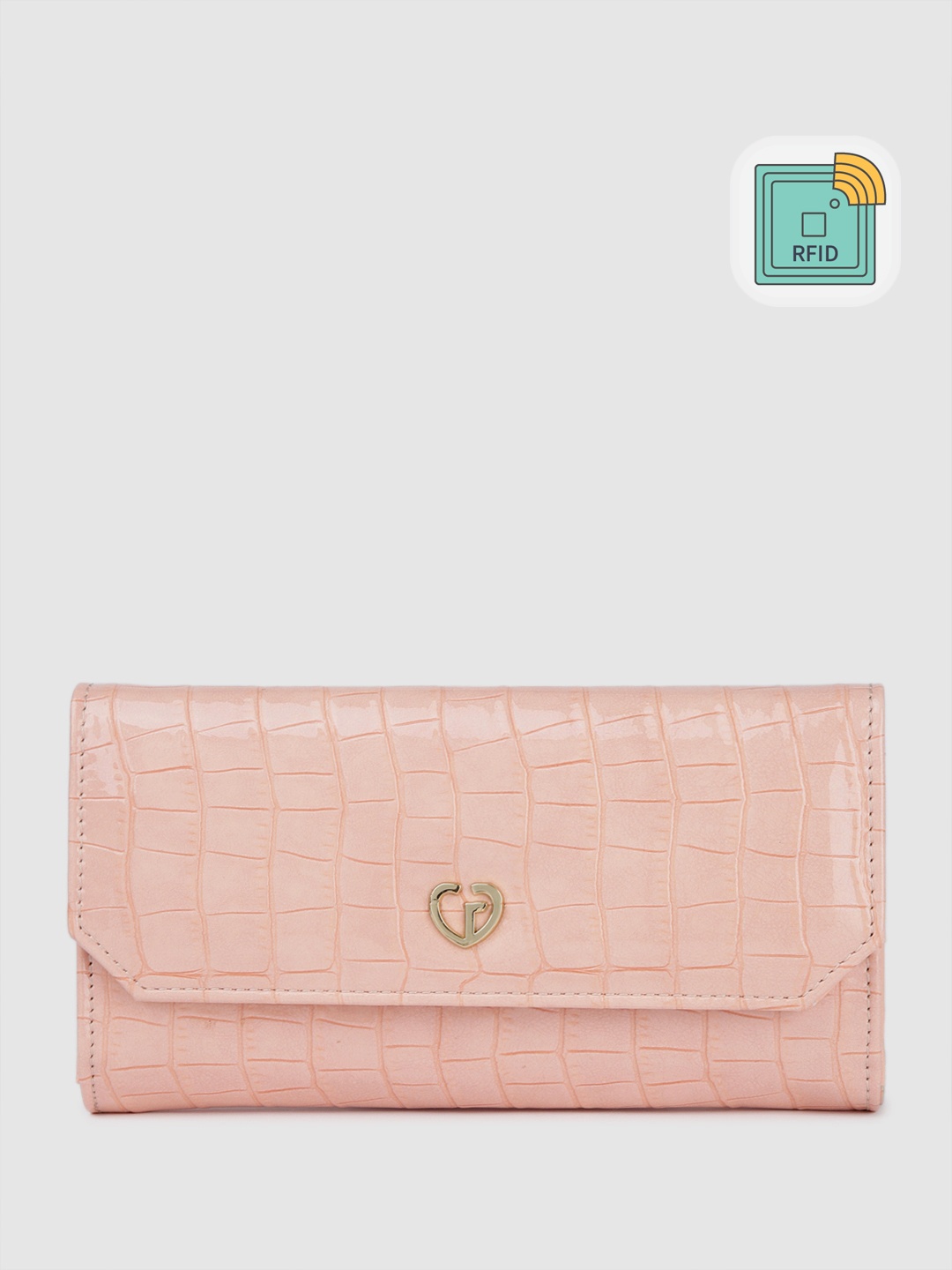 

Caprese Women Textured Envelope Wallet, Pink