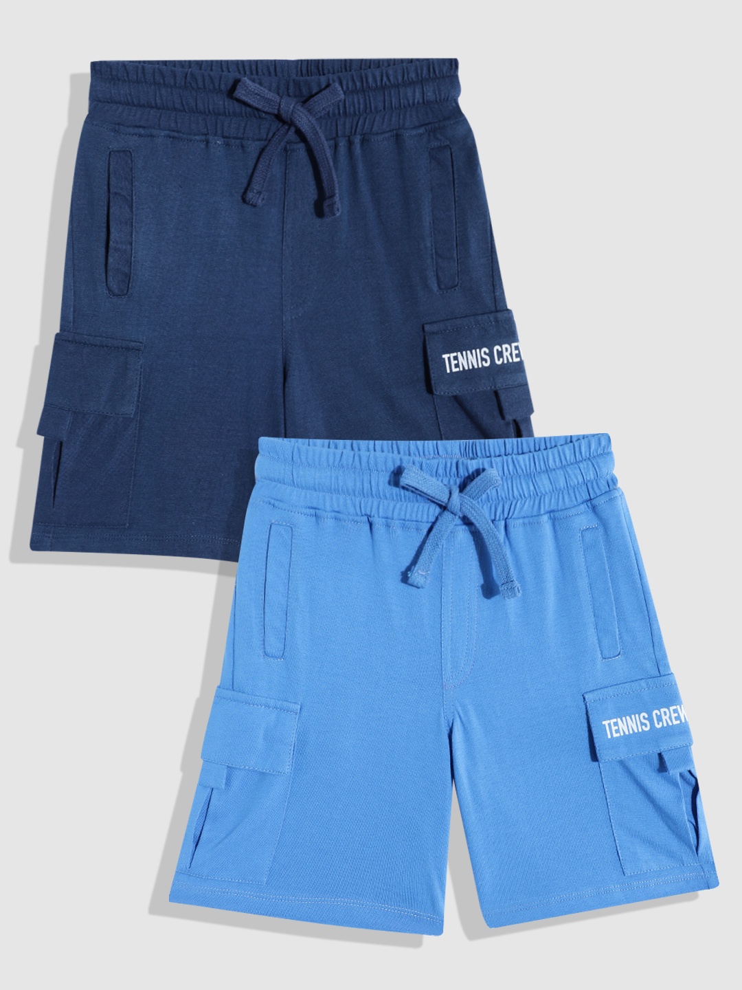 

YK Boys Set of 2 Slim Fit Cotton Shorts, Blue