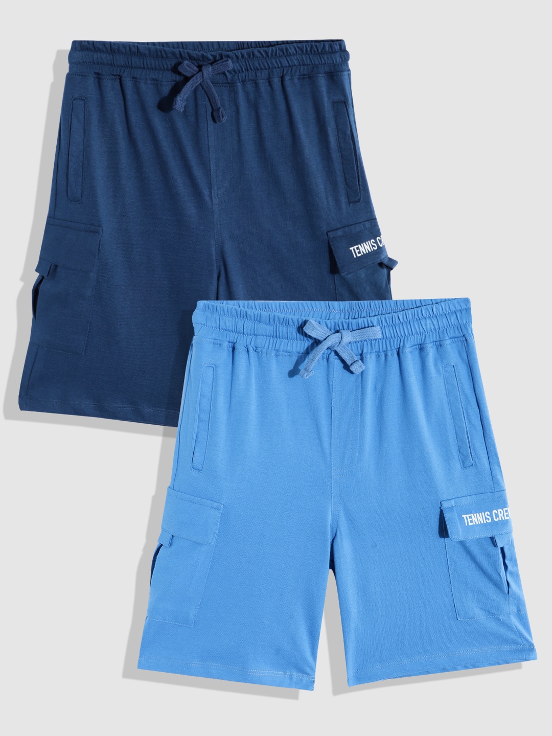 

YK Boys Set of 2 Slim Fit Cotton Shorts, Blue