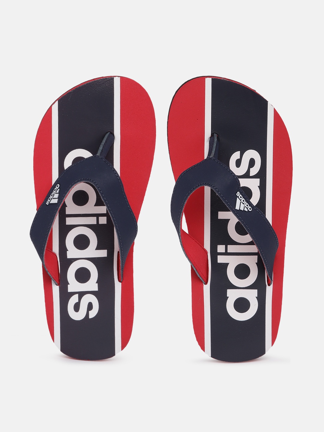 

ADIDAS Kids Brand Logo Printed Thong Flip-Flops with Striped Detail, Navy blue