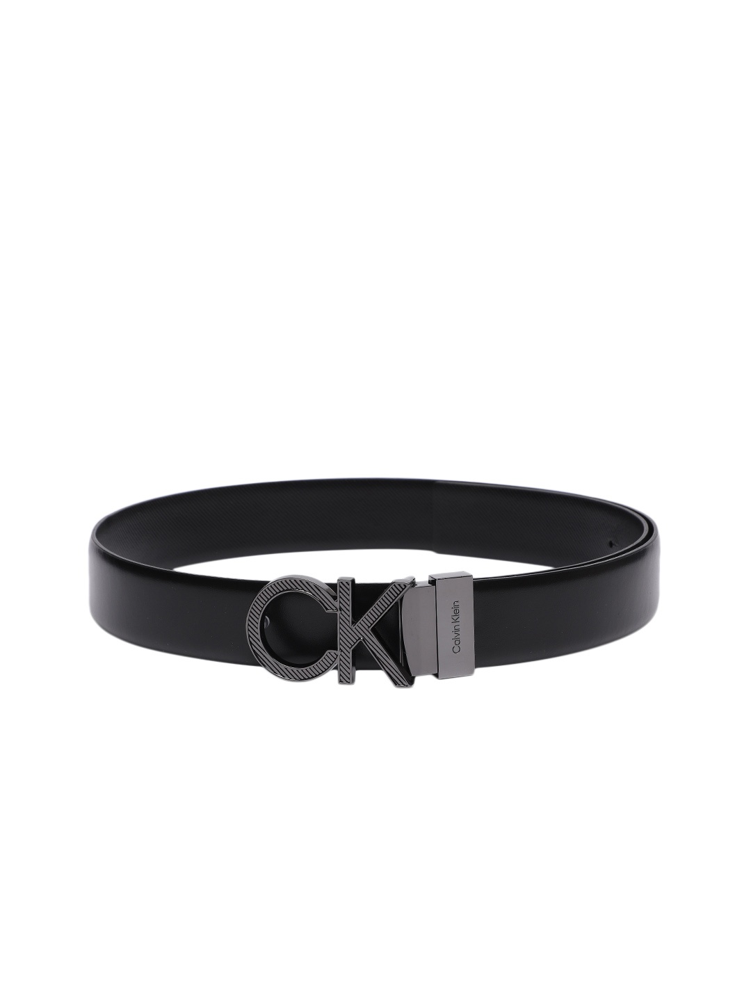 

Calvin Klein Men Solid & Textured Leather Reversible Belt, Black