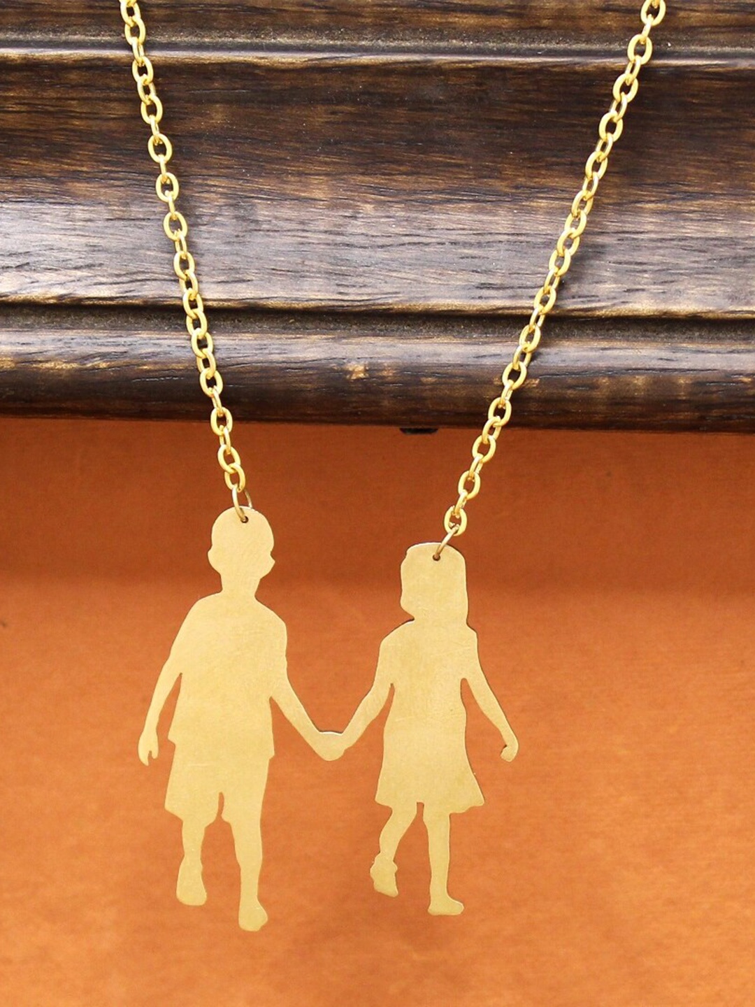 

Goldnera Gold-Plated Cute Girl & Boy Pendant With Chain
