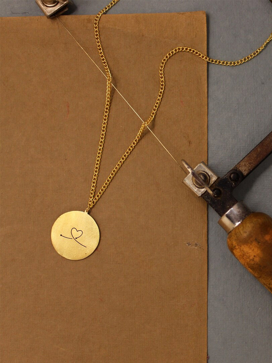 

Goldnera Gold-Plated Heart Life-Line Pendant With Chain