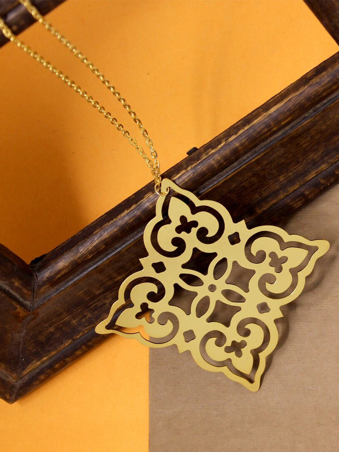 

Goldnera Gold-Plated Zubaida Motif Designer Pendant With Chain