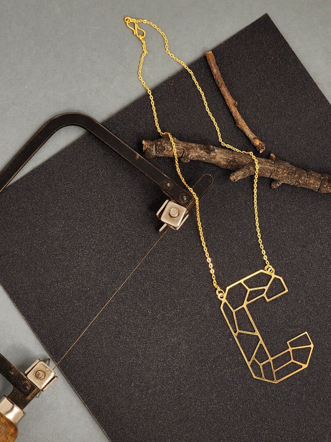 

Goldnera Gold-Plated Alphabet C Kirigami Pendant With Chain