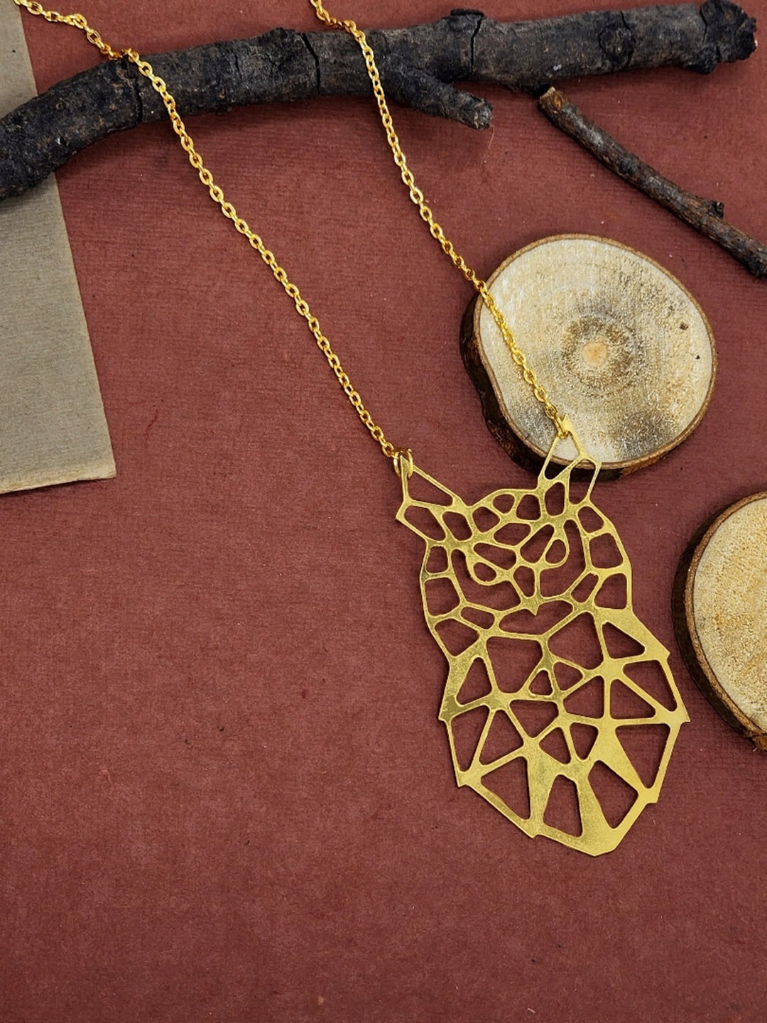 

Goldnera Gold-Plated Owl Kirigami Pendant With Chain
