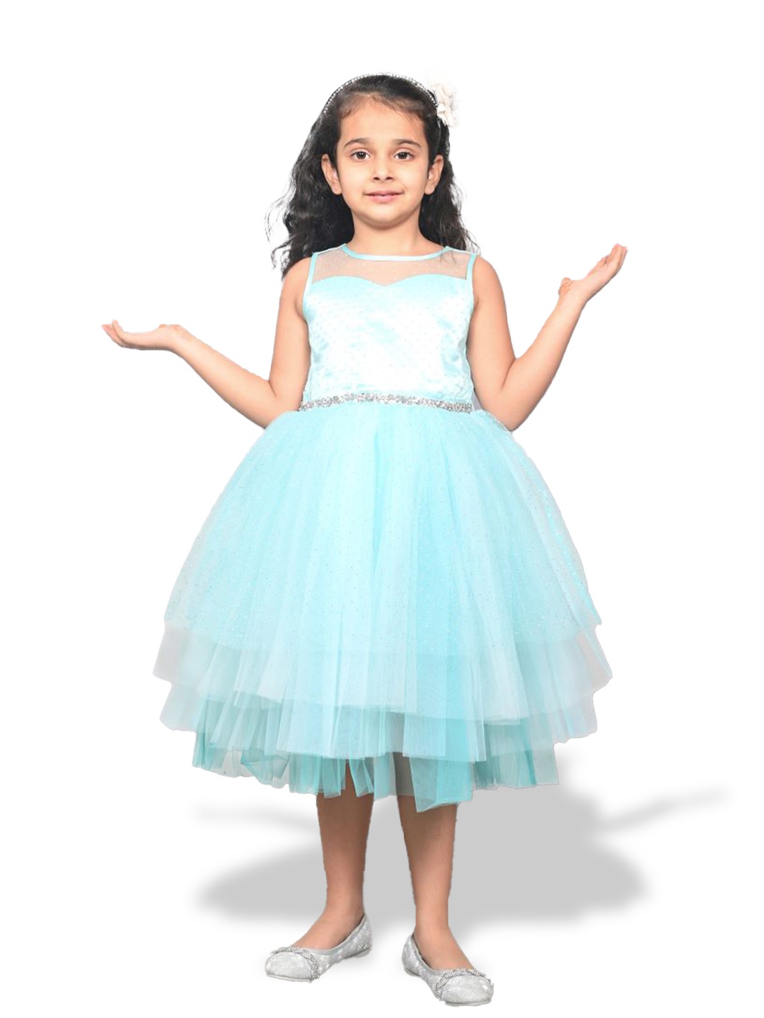 

Toy Balloon kids Girls Embellished Fit & Flare Midi Dress, Blue