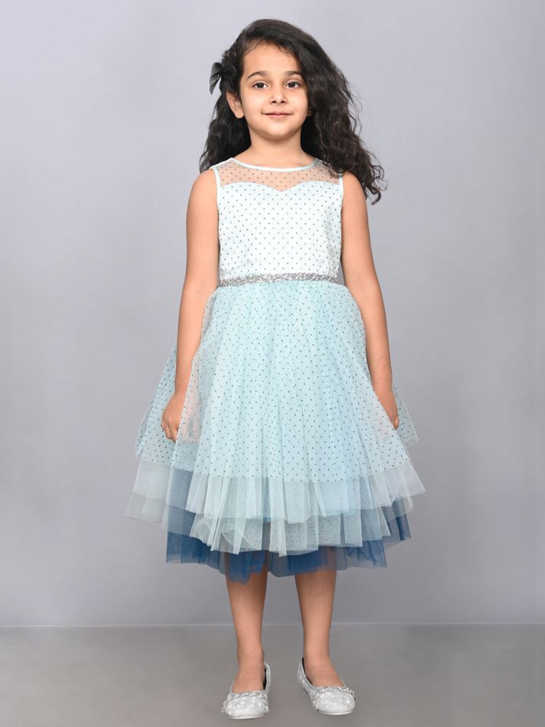 

Toy Balloon kids Girls Embellished Fit & Flare Midi Dress, Sea green