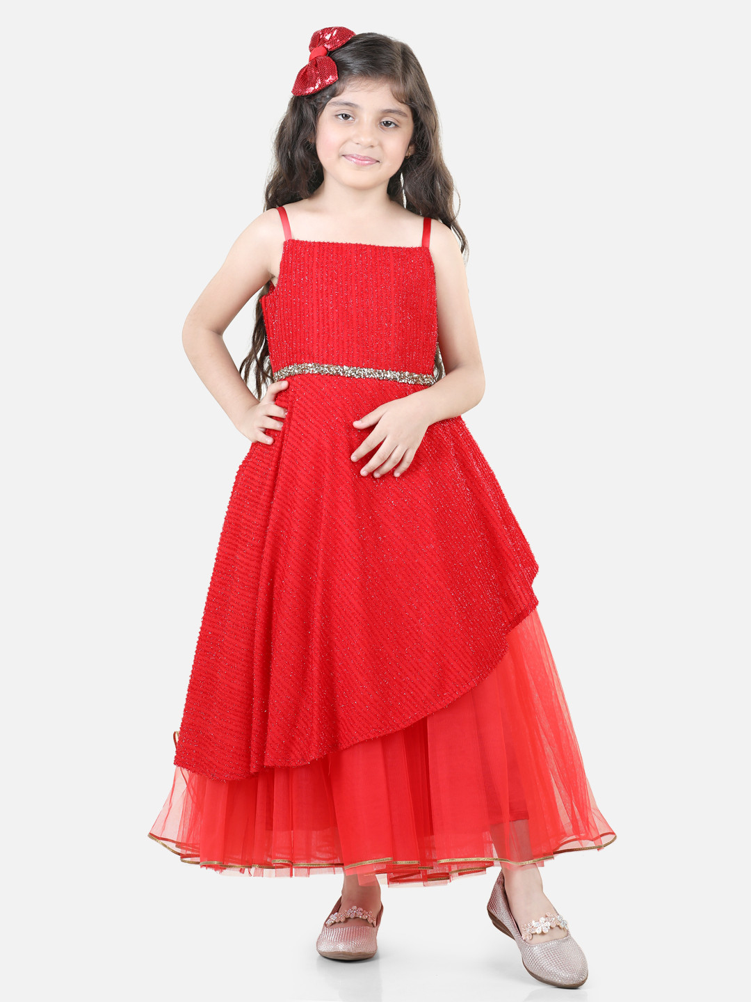 

Toy Balloon kids Girls Fit & Flare Maxi Dress, Red