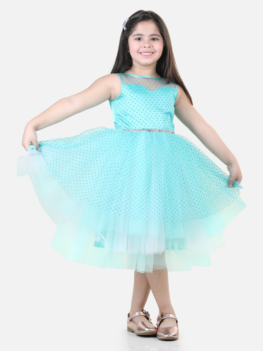 

Toy Balloon kids Girls Embellished Fit & Flare Maxi Dress, Green