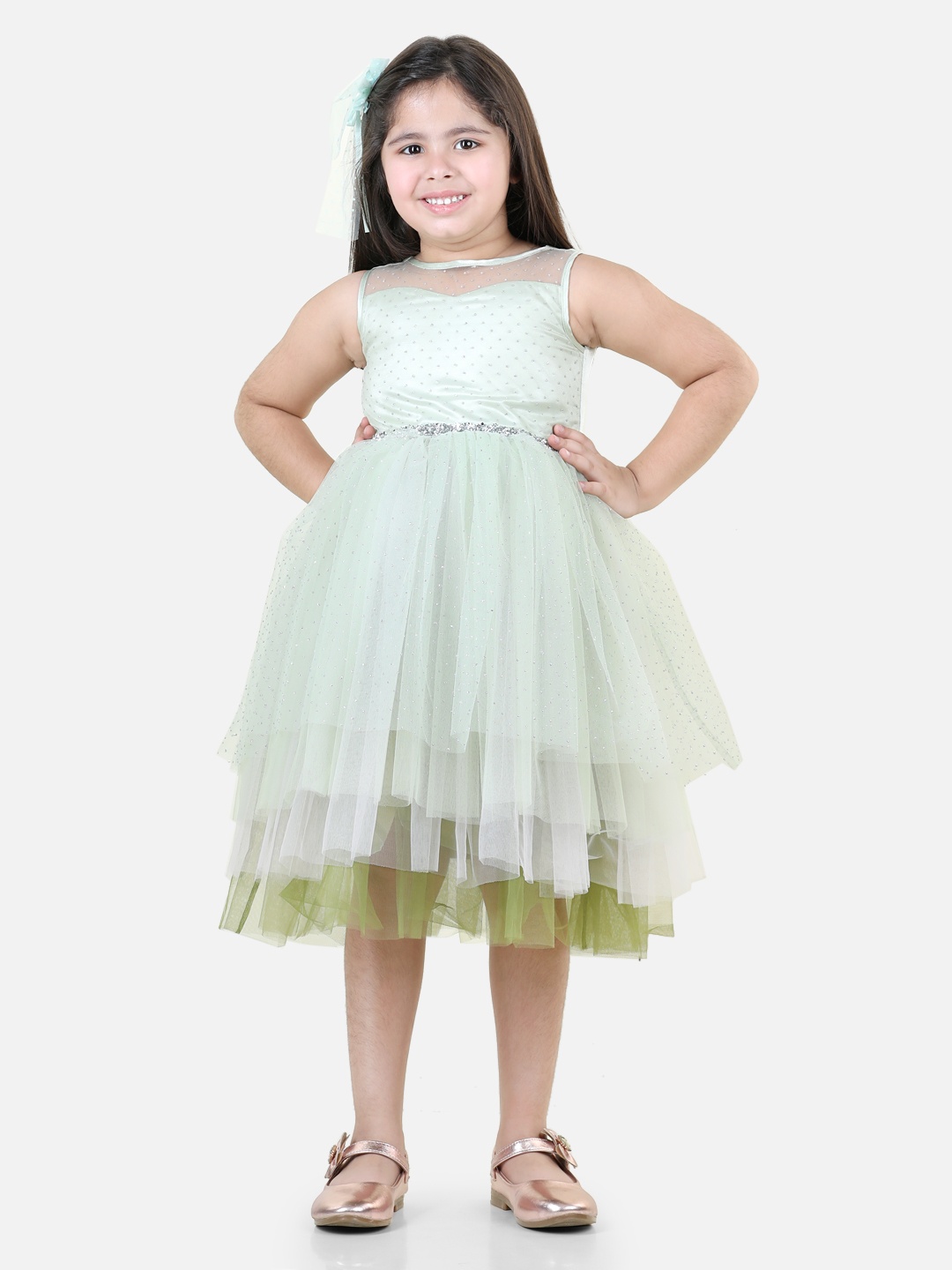 

Toy Balloon kids Girls Fit & Flare Midi Dress, Green