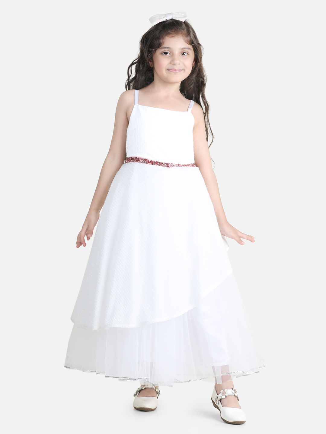 

Toy Balloon kids Girls Fit & Flare Midi Dress, White