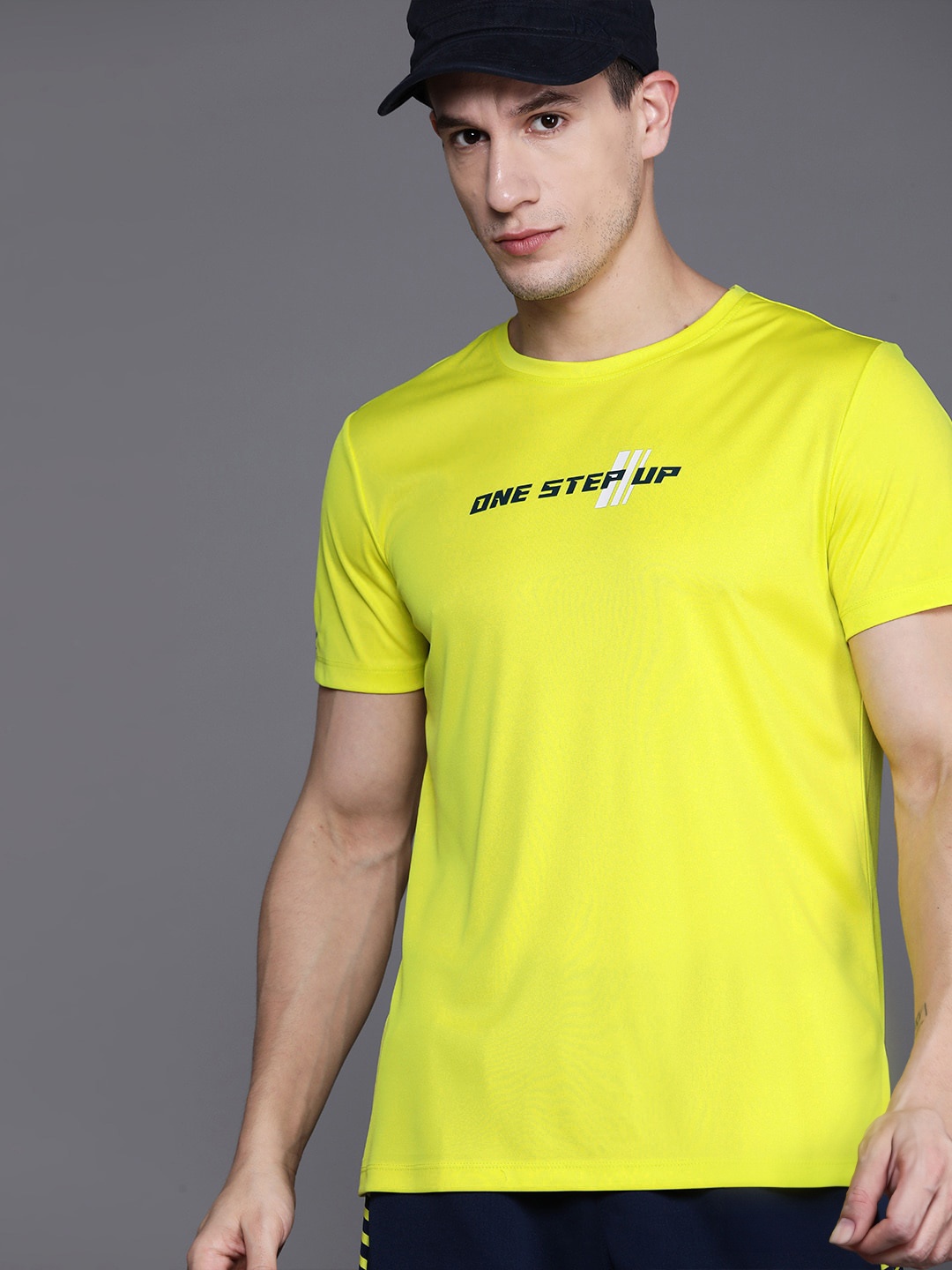 

HRX by Hrithik Roshan Men Printed Rapid-Dry Running T-shirt, Lime green