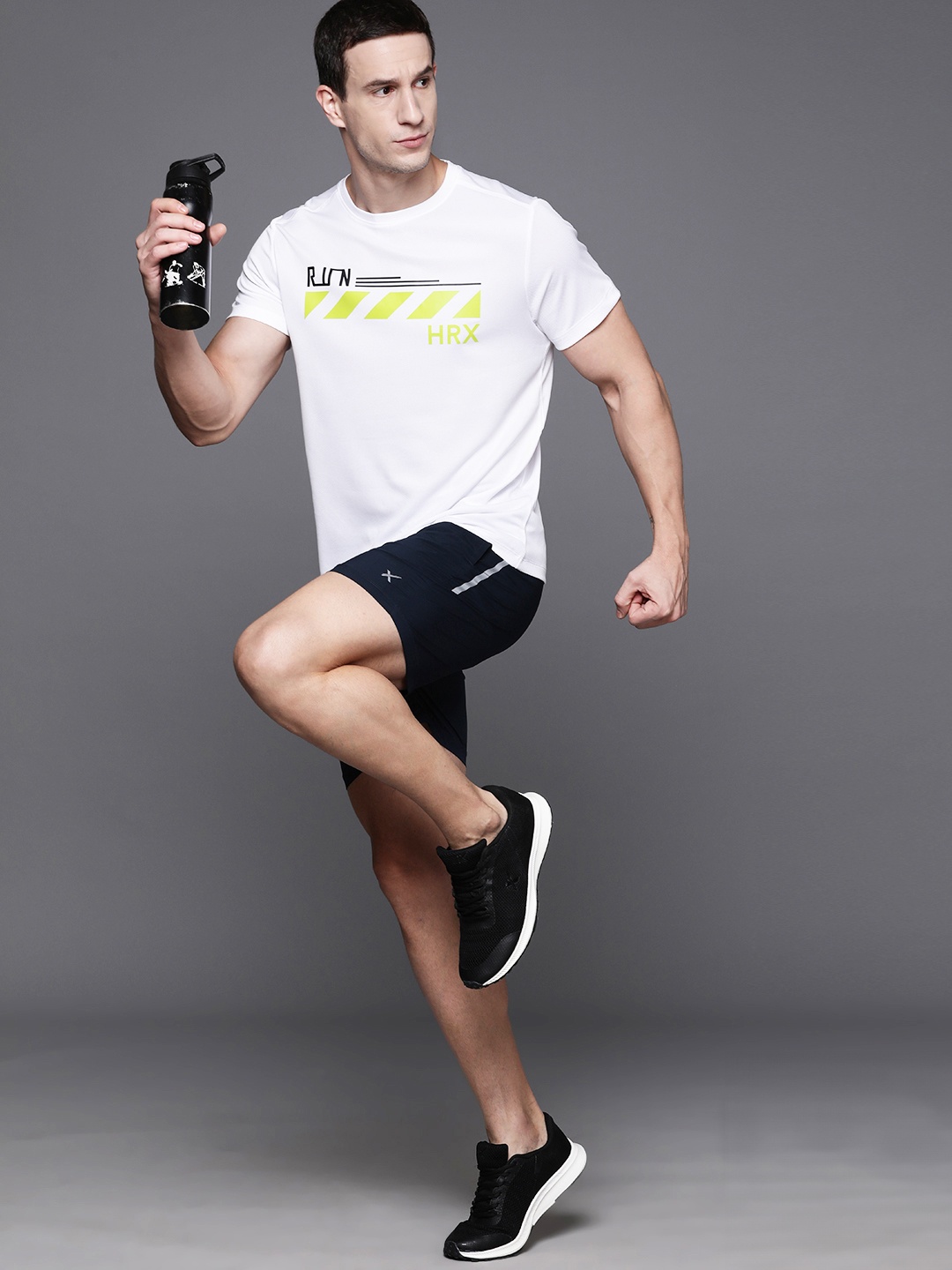 

HRX by Hrithik Roshan Brand Logo Printed Rapid-Dry Running T-shirt, White