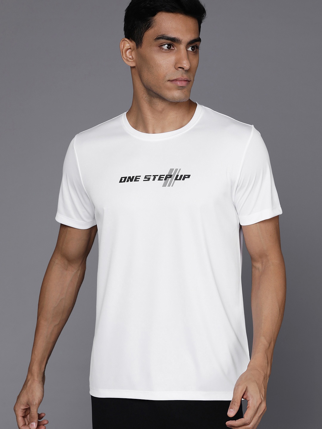 

HRX by Hrithik Roshan Typography Printed Reflective Detailed Rapid-Dry Running T-shirt, White