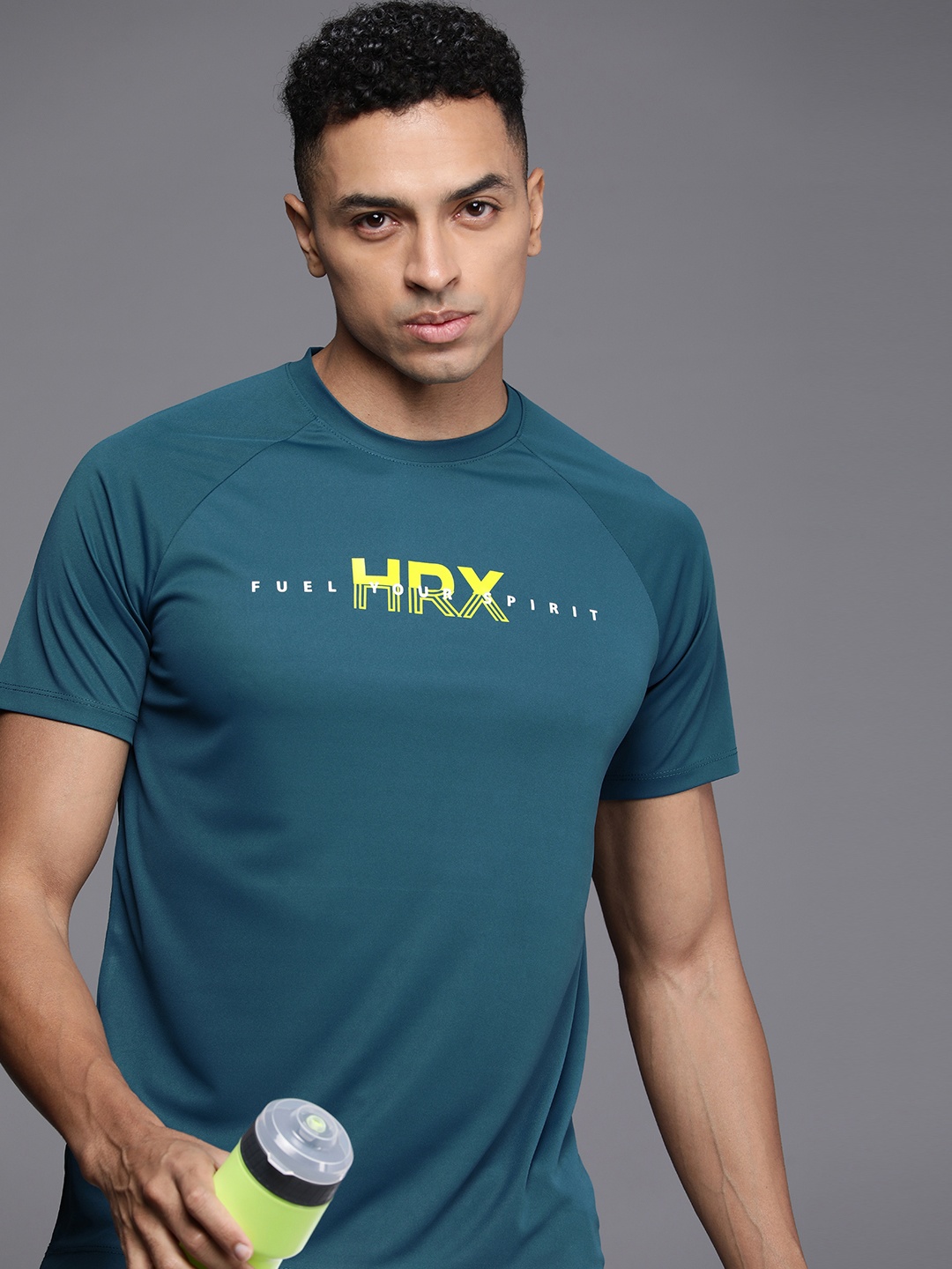 

HRX by Hrithik Roshan Men Brand Logo Printed Badminton Rapid-Dry T-shirt, Teal