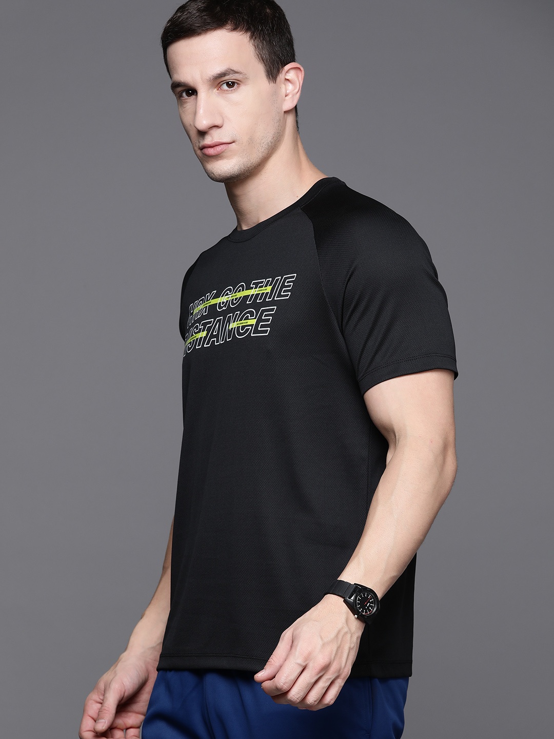 

HRX by Hrithik Roshan Printed Rapid-Dry Racket Sport T-shirt, Black
