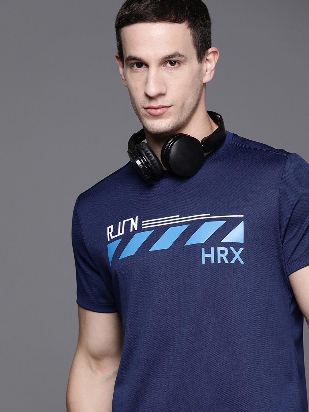 

HRX by Hrithik Roshan Printed Rapid-Dry Racket Sport T-shirt, Blue