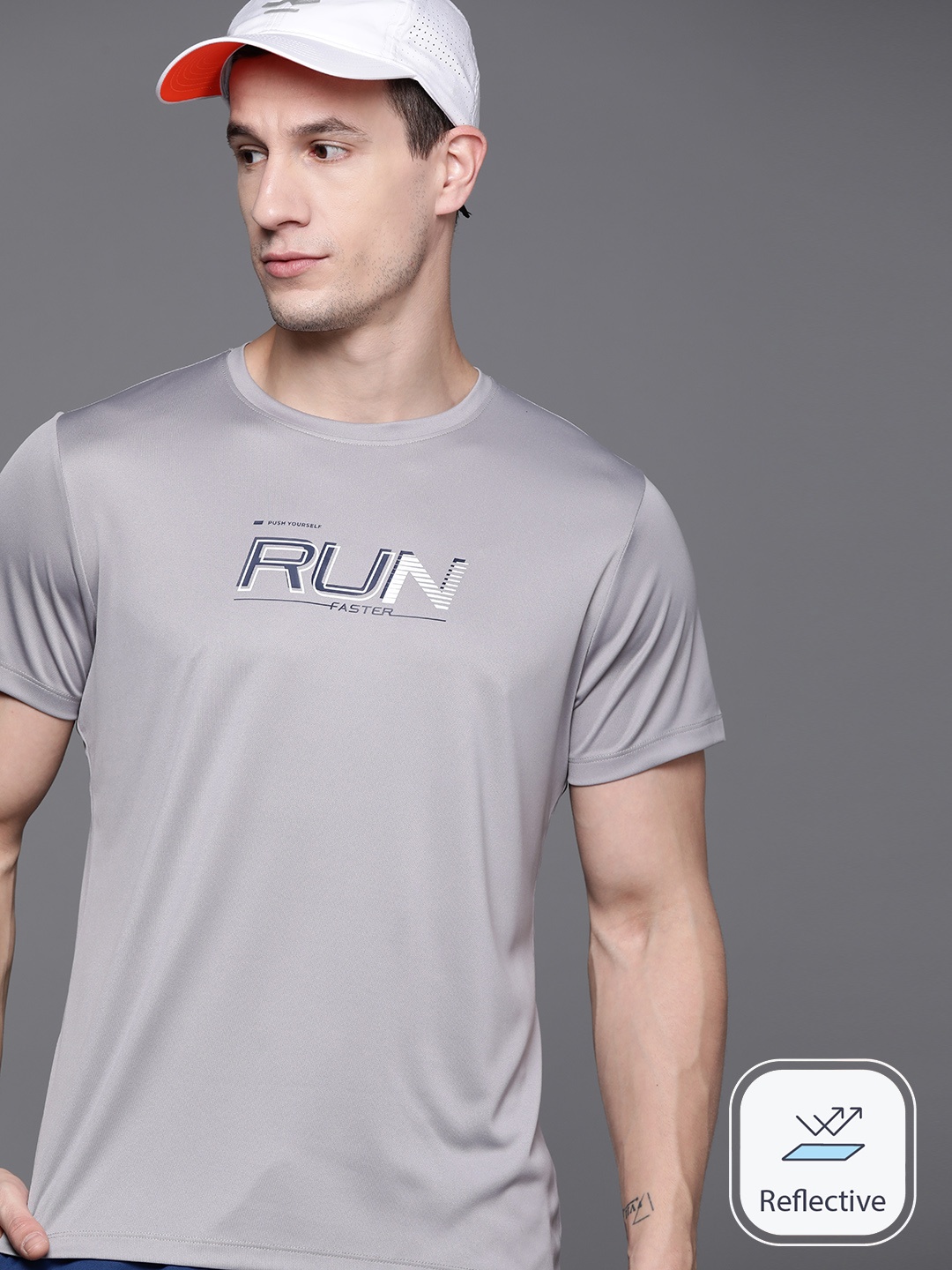

HRX by Hrithik Roshan Printed Rapid-Dry Racket Sport T-shirt, Grey