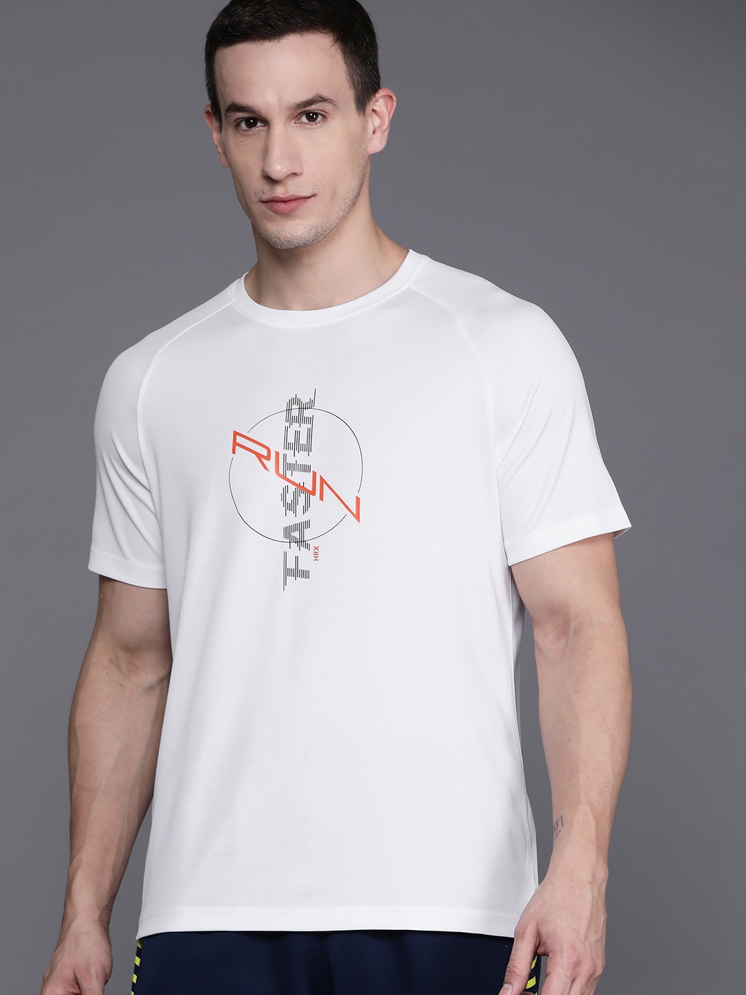 

HRX by Hrithik Roshan Men Printed Rapid-Dry Running T-shirt, White