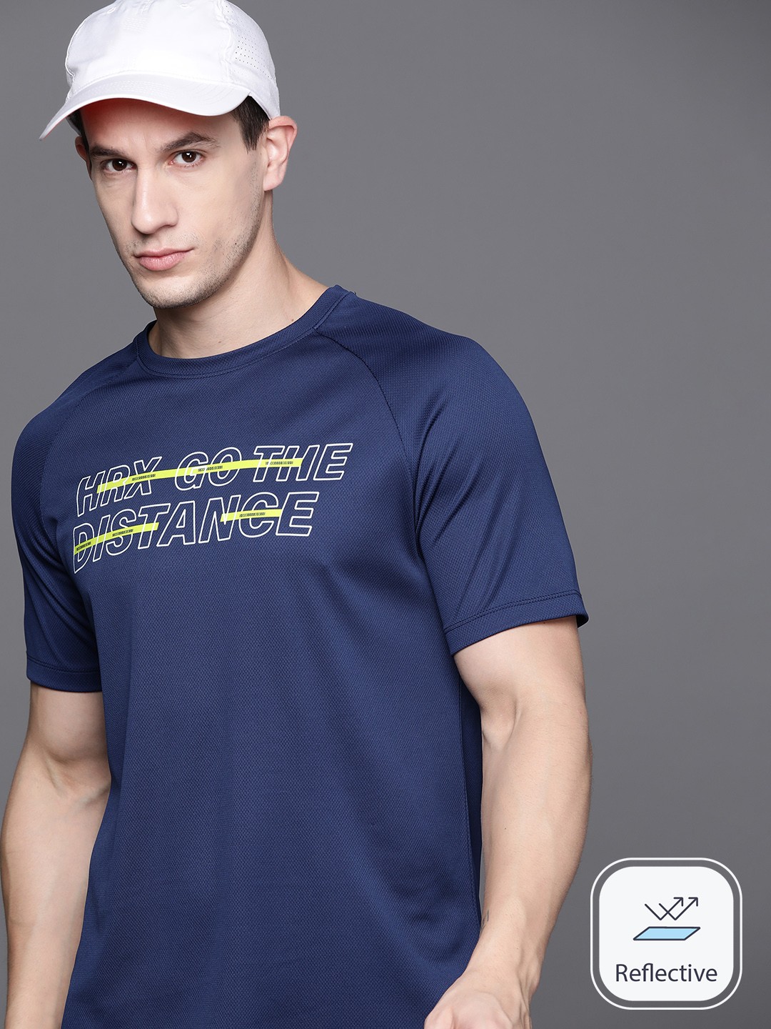 

HRX by Hrithik Roshan Printed Rapid-Dry Racket Sport T-shirt, Blue