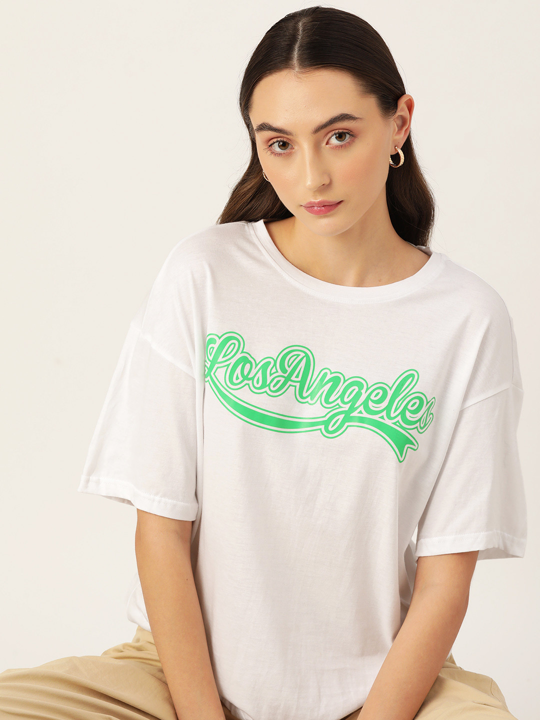 

DressBerry Typography Print Pure Cotton T-shirt, White