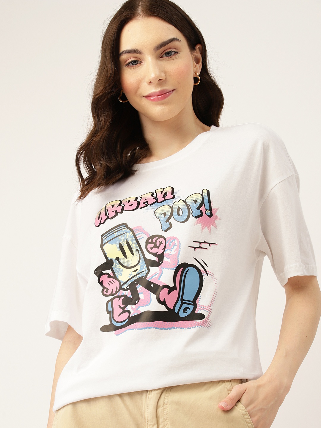 

DressBerry Graphic Print Pure Cotton Relaxed T-shirt, White