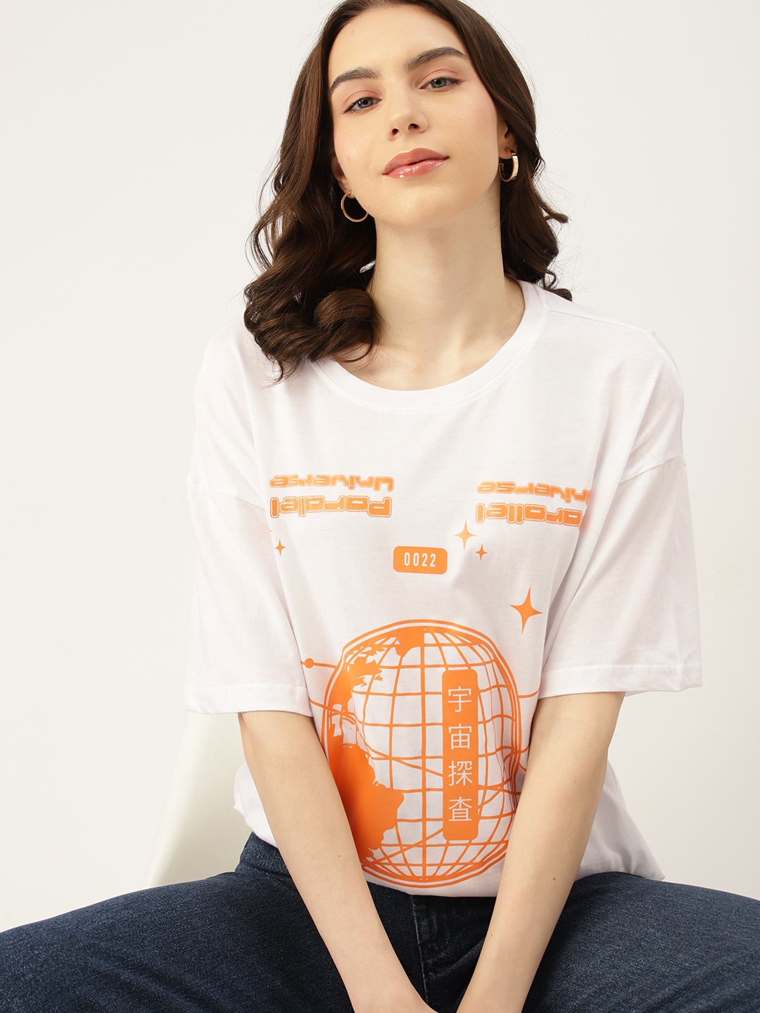 

DressBerry Women Typography Printed Pure Cotton T-shirt, White