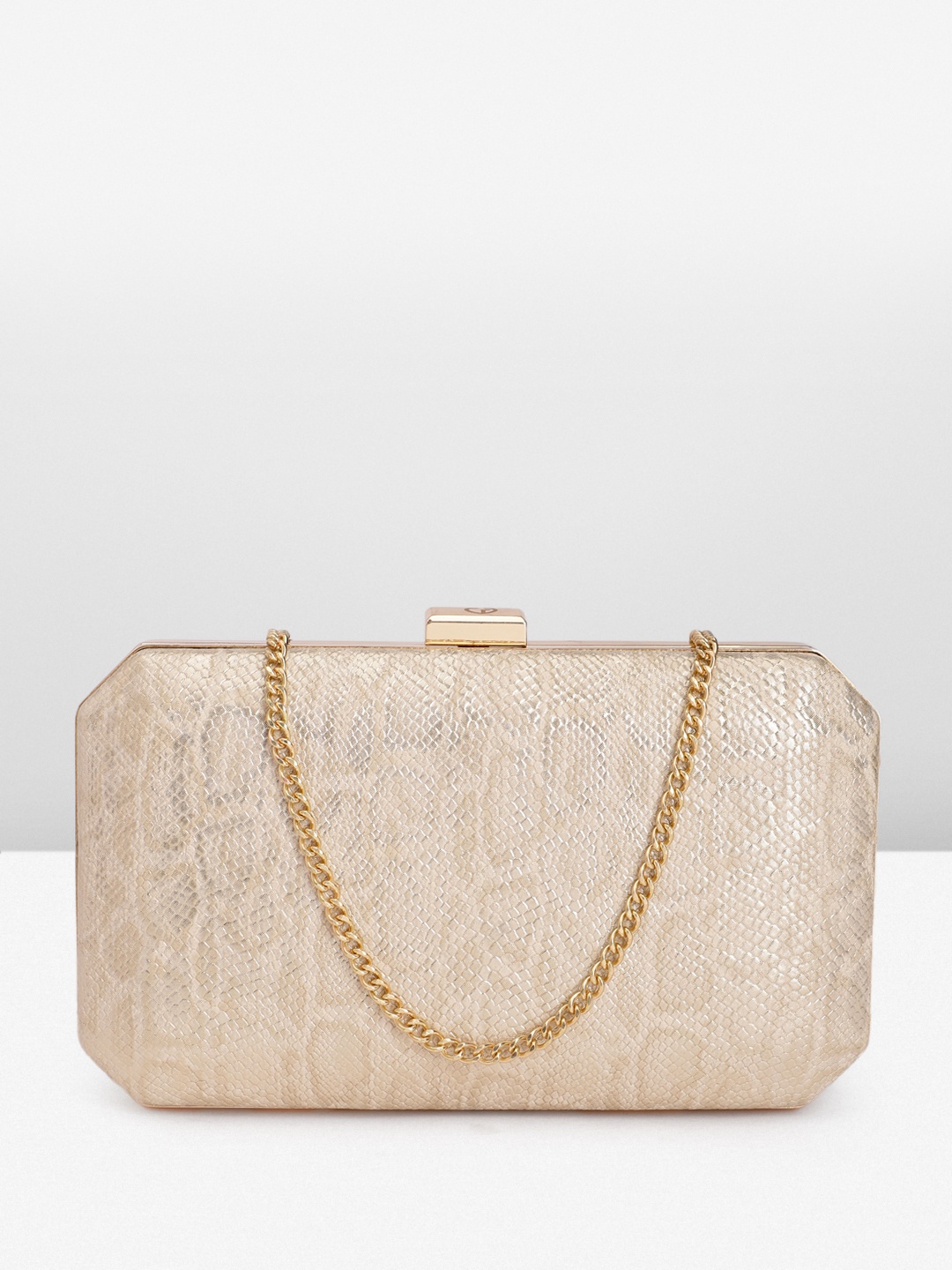 

Caprese Women Cheetah Print & Textured Box Clutch, Beige