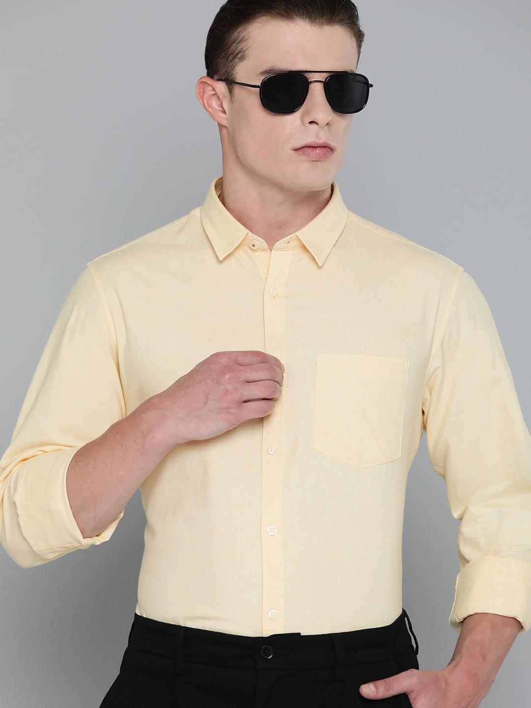 

Indian Terrain Classic Slim Fit Cotton Smart Casual Shirt, Yellow