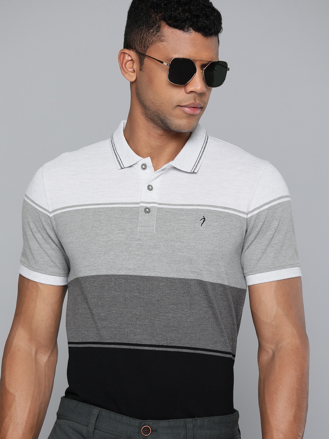 

Indian Terrain Colourblocked Polo Collar T-shirt, Black