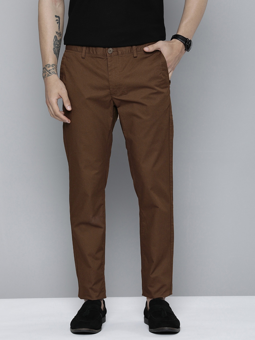 

Indian Terrain Men Brooklyn Slim Fit Regular Trouser, Brown