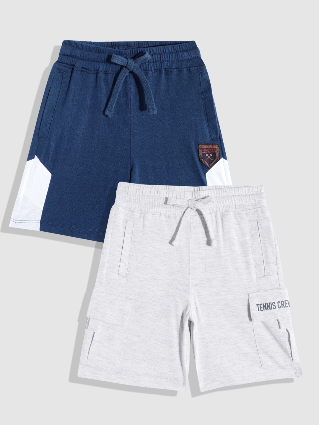 

YK Boys Set of 2 Slim Fit Cotton Shorts, Navy blue