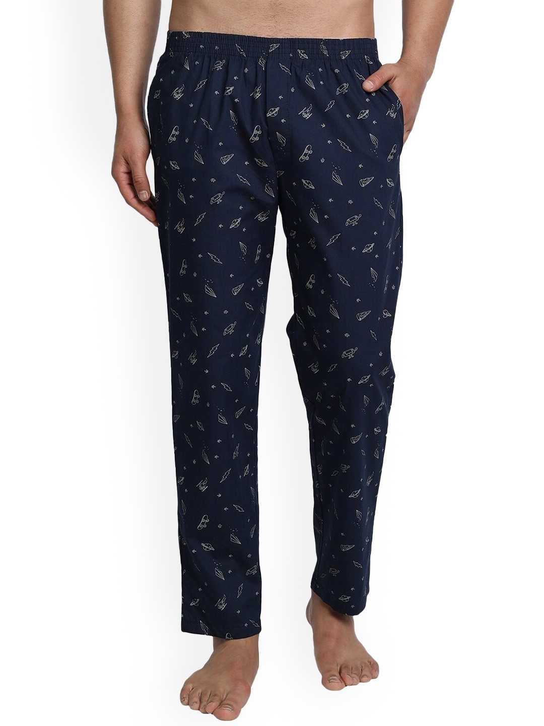 

FTX Men Printed Cotton Lounge Pants, Navy blue