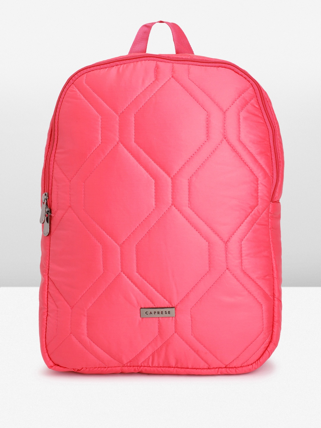 

Caprese Women Geometric Self Design Medium-Sized Backpack, Fuchsia