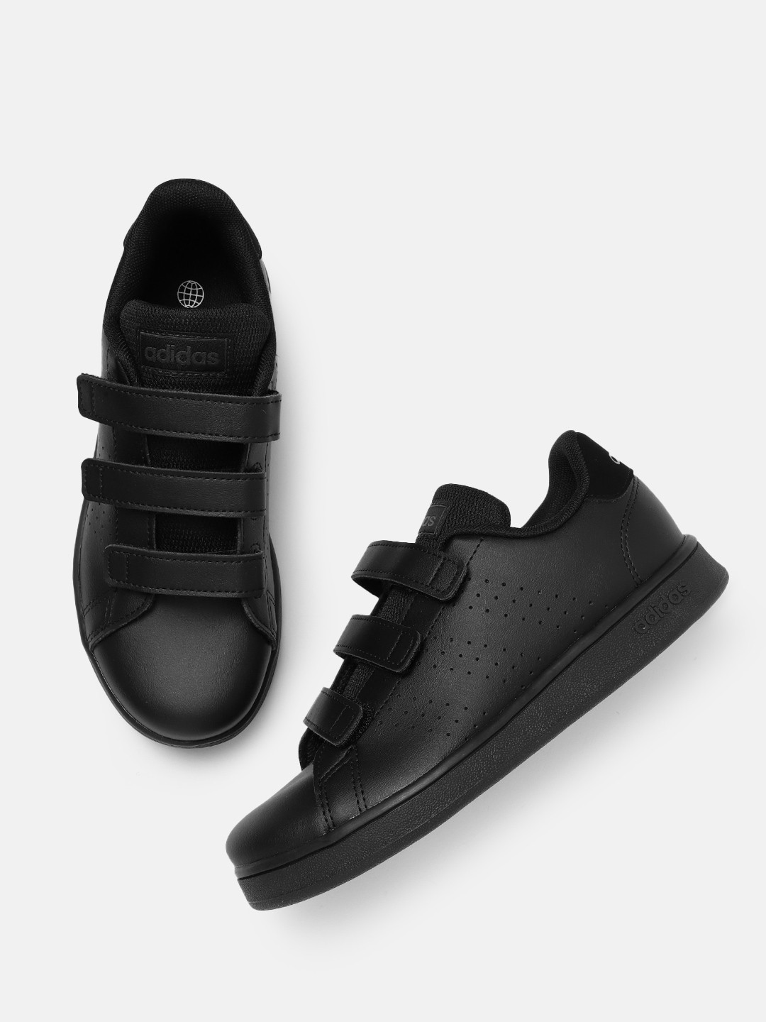 

ADIDAS Kids Perforated Advantage Court Lifestyle Tennis Shoes, Black