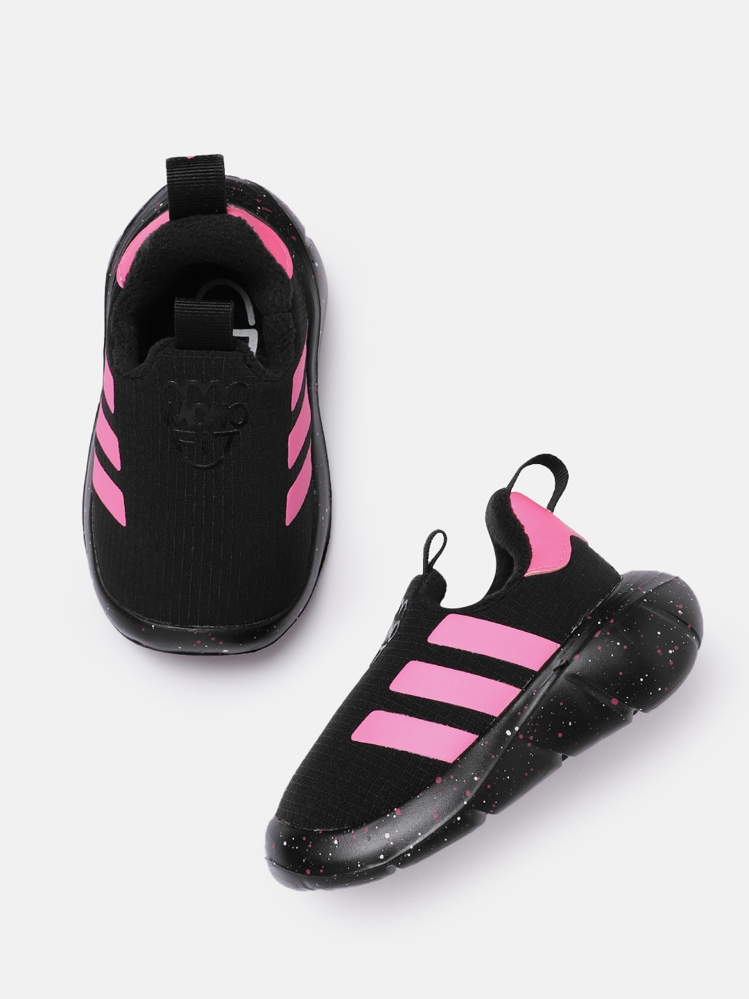 

ADIDAS Kids Striped Detail Mono Fit I Training or Gym Shoes, Black