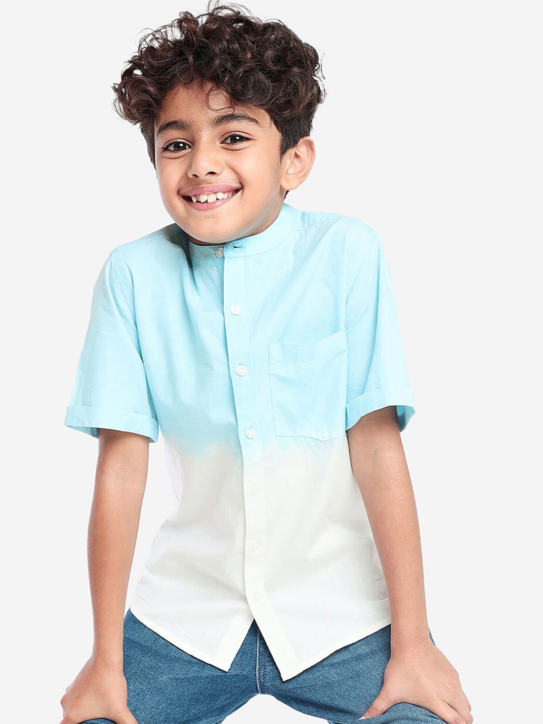 

BONKIDS Boys Standard Opaque Cotton Casual Shirt, Blue