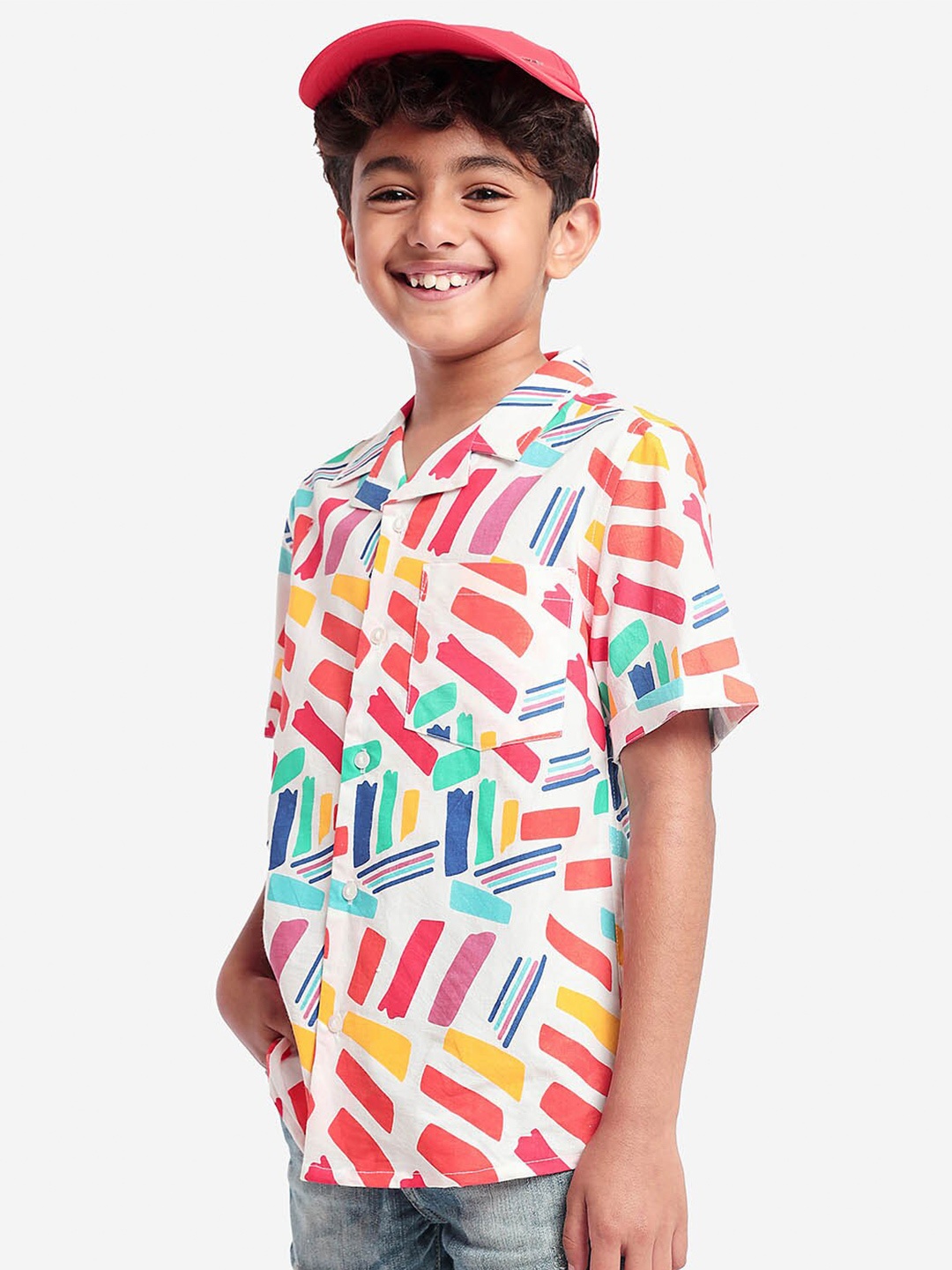 

BONKIDS Boys Standard Opaque Printed Cotton Casual Shirt, Multi